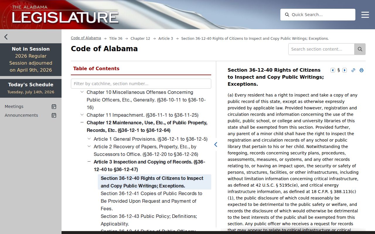 Winston County court records Alabama public access statute