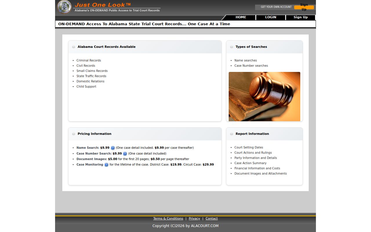 Winston County court records Just One Look access page