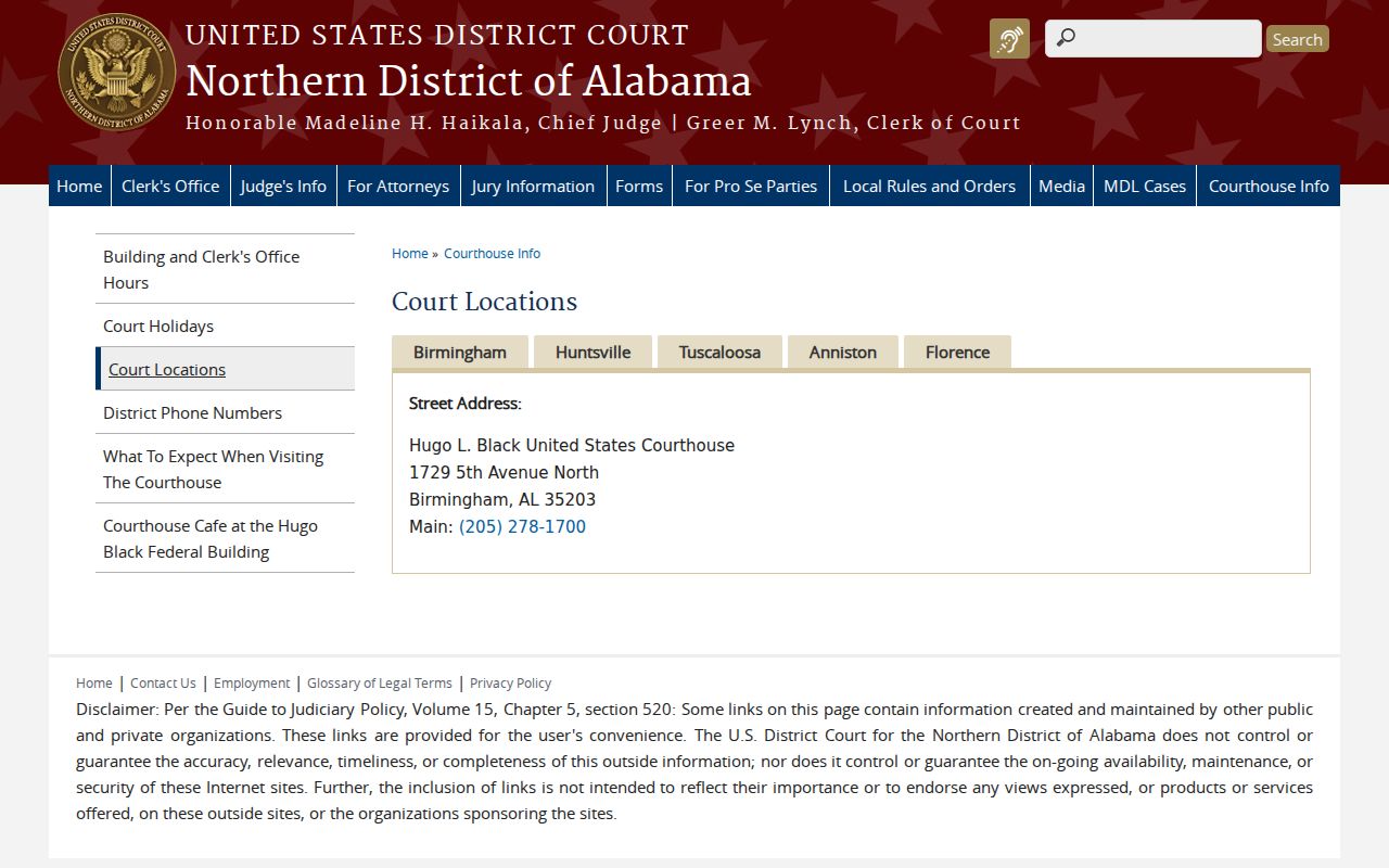 Winston County District Court federal Northern District locations