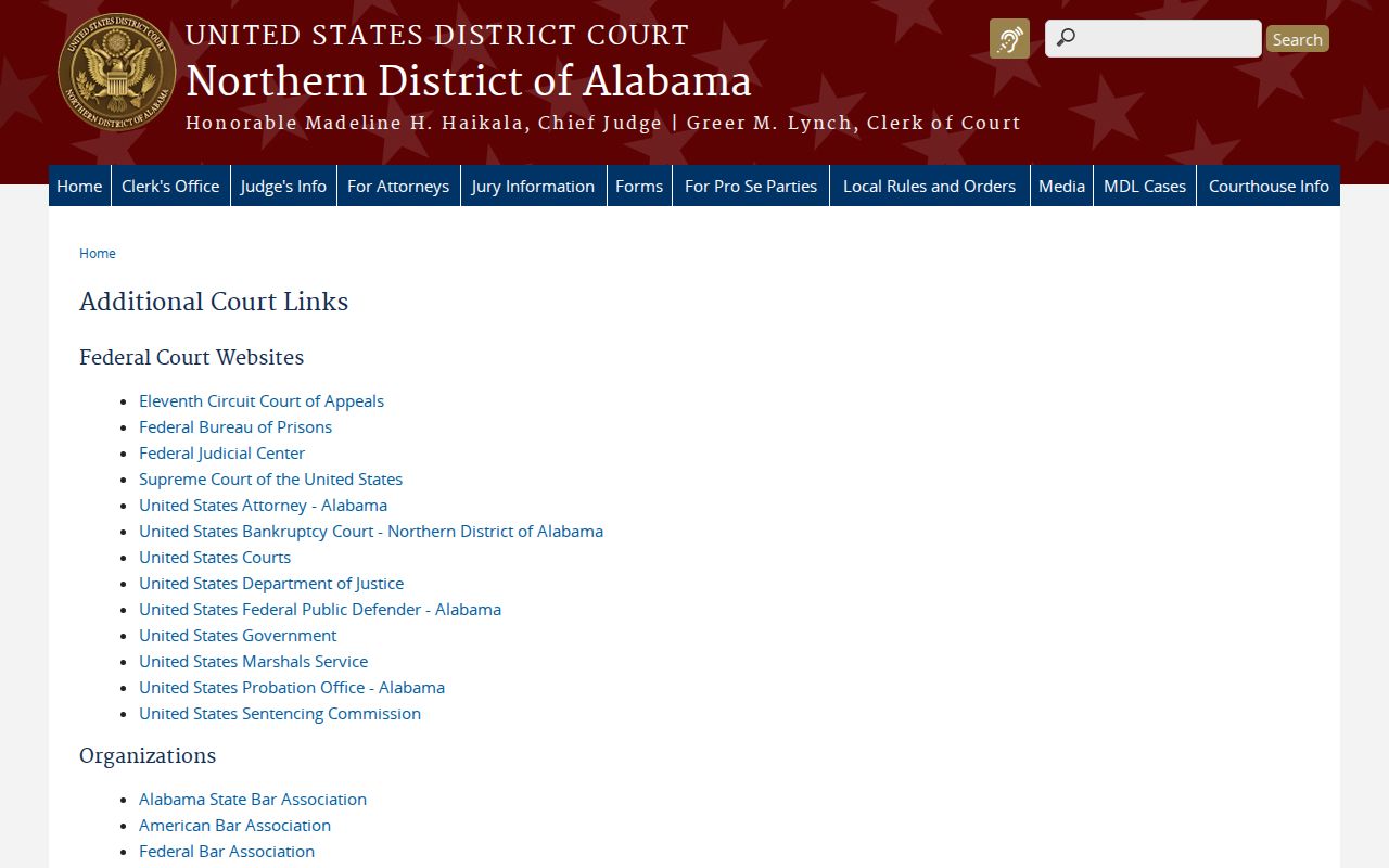 Winston County District Court Northern District federal court links