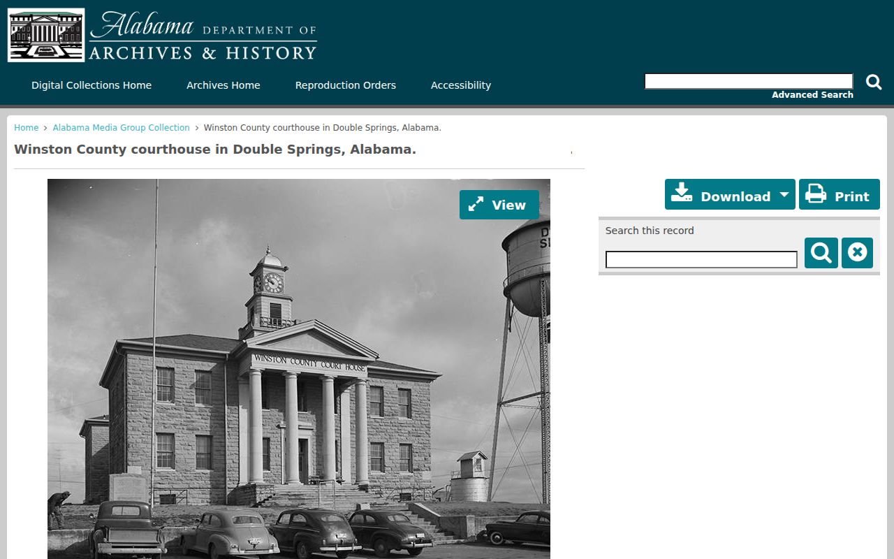 Historic Winston County Courthouse court records photograph