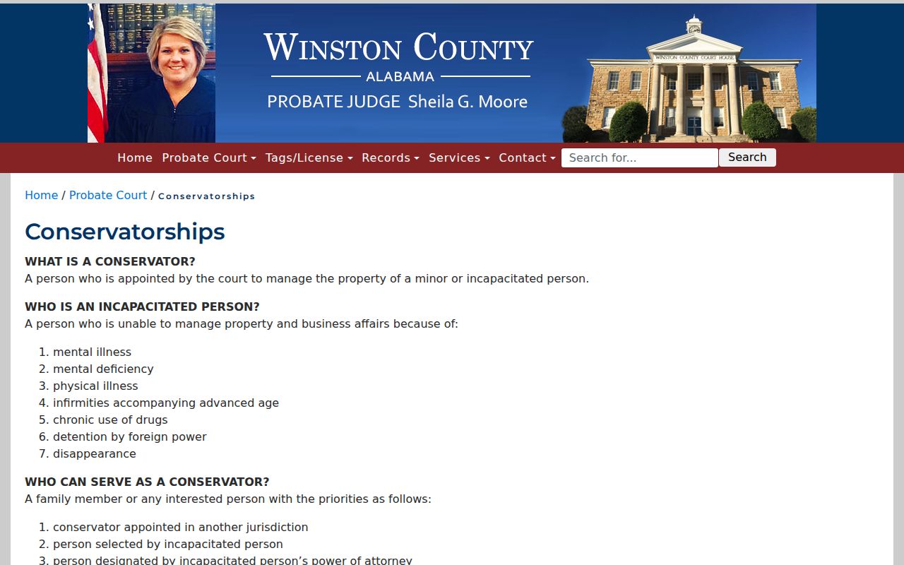 Winston County probate conservatorship records information