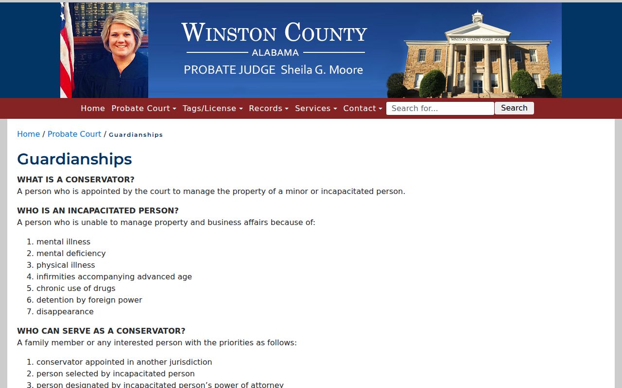 Winston County probate guardianship records information