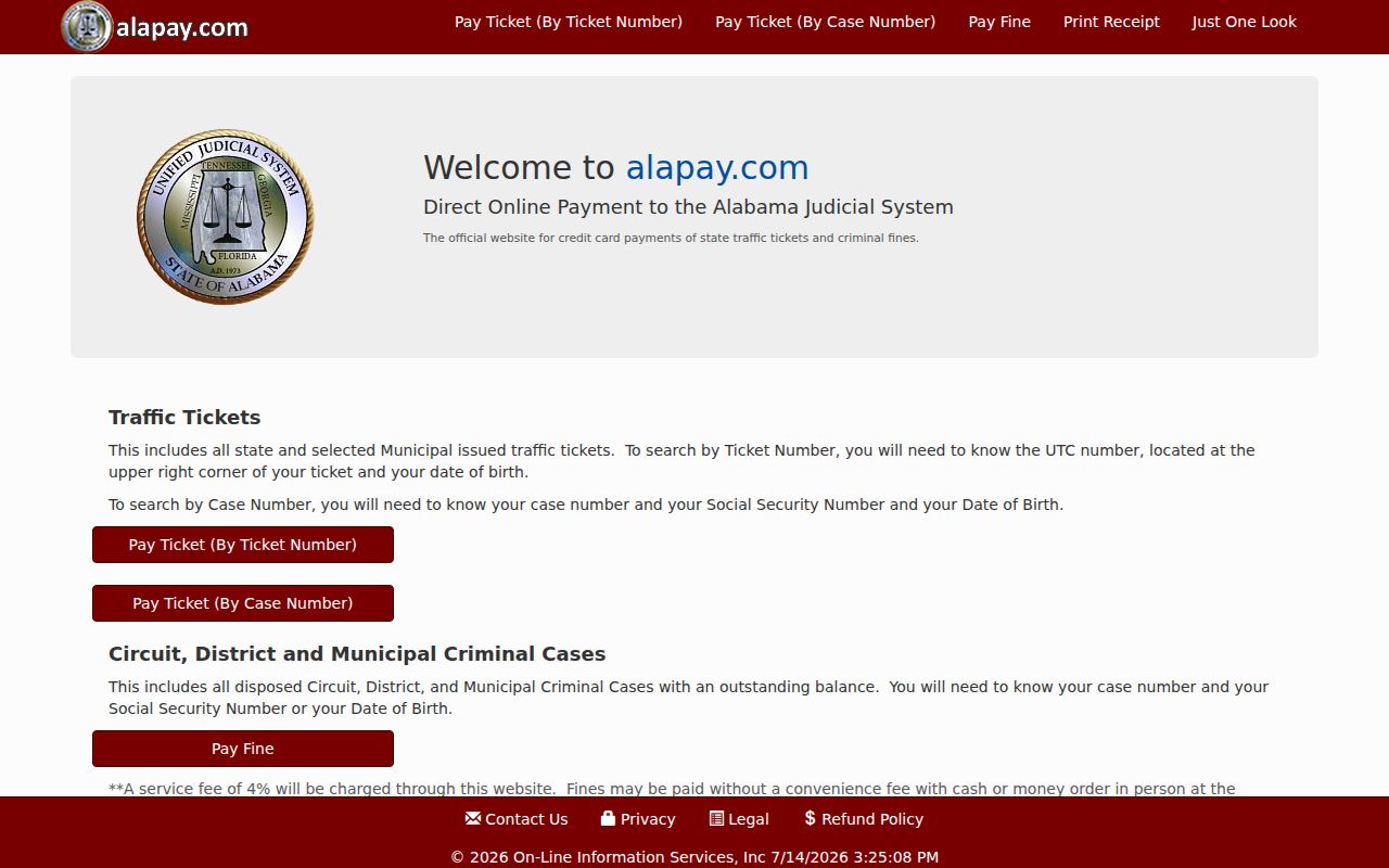 Winston County traffic court records and AlaPay payment portal